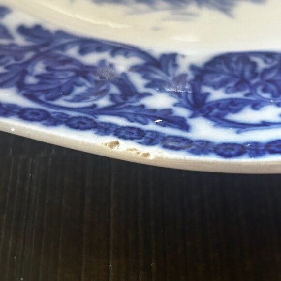 Antique 10" Royal Cauldon England  Flow Blue Turkey Dinner Plate - Picture 11 of 11